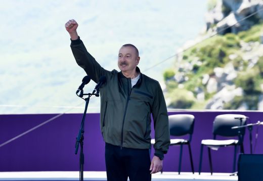 der Präsident von Aserbaidschan Ilham Aliyev in Shusha